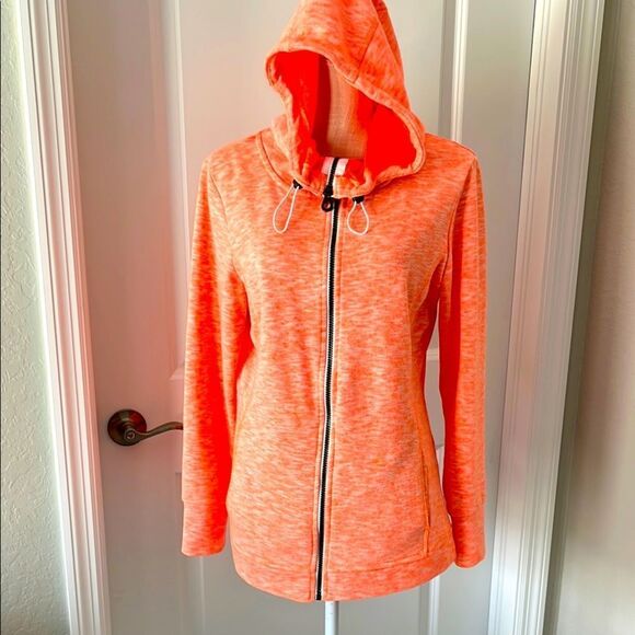 Regatta Great Outdoors Bright Orange Zip-Up Hoodie US SZ L Pockets - Picture 1 of 9